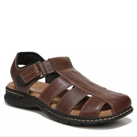 Dr. Scholl\'s Men\'s Gaston Brown Leather Fisherman Sandals, Sz